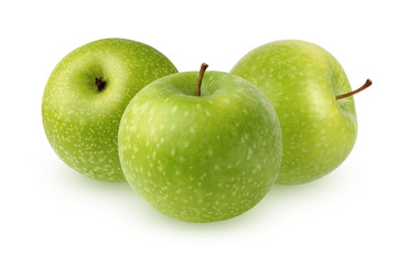 Green apples isolated on a white background.
