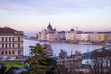 The Hungarian Parliament in Budapest and Danube river