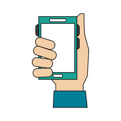 Hand with smartphone icon vector illustration graphic design