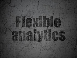Finance concept: Black Flexible Analytics on grunge textured concrete wall background