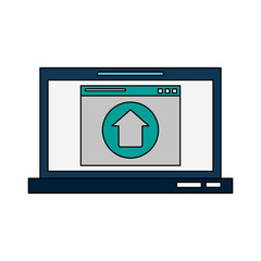 Uploading by laptop icon vector illustration graphic design