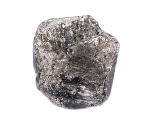 Natural pyrite cube from Peru, isolated on white background