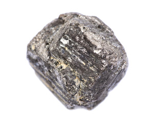 Natural pyrite cube from Peru, isolated on white background