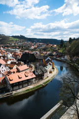 Fototapeta na wymiar Panoramic view over the old Town of Cesky Krumlov, Czech Republic