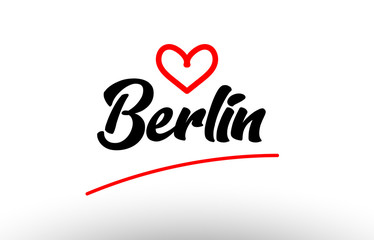 berlin word text of european city with red heart for tourism promotio