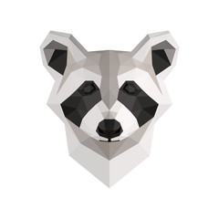 Low poly illustration. Raccoon