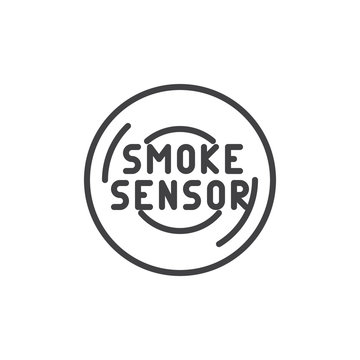Smoke sensor line icon, outline vector sign, linear style pictogram isolated on white. Fire prevention smoke detector symbol, logo illustration. Editable stroke
