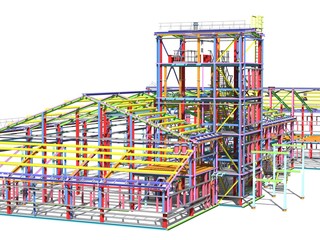 Construction of metal buildings. Engineering background. Construction background. 3D rendering.