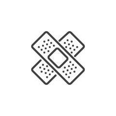 Medical plaster line icon, outline vector sign, linear style pictogram isolated on white. Adhesive tape bandage symbol, logo illustration. Editable stroke