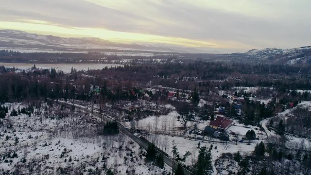 Aerial drone view of Tatra Mountains, Slovakia.