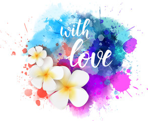 Summer watercolored splash with flower