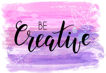 Lettering on watercolored background