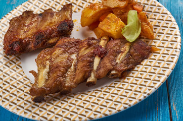 Roasted pork ribs in Polish style