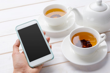 tea on the wooden table