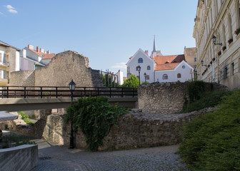 The historic city walls that surround the old town of Sopron, Hungary
