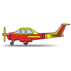 Obraz na płótnie Canvas landed small propeller plane vector cartoon