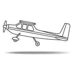 black outline small propeller plane take off vector cartoon