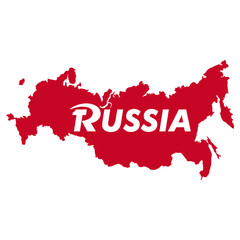 Серп и молот, Стилизованная эмблема России на фоне карты России, логотип, наклонный шрифт, иллюстрация