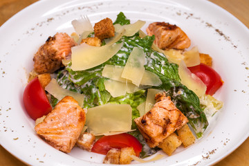 Caesar Salad plate with chicken breast pieces