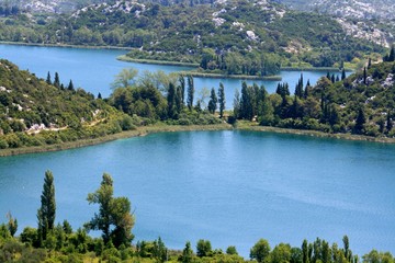 view on the lovely Bacina lakes, Croatia