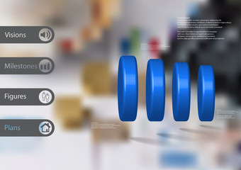 3D illustration infographic template with cylinder vertically divided to four parts