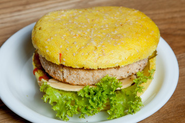 Hamburger carrot chicken cutlet