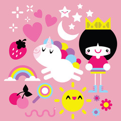 Unicorn and Princess Love Each Other Happy Times