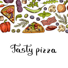 Vector cooking pizza background with place for text