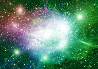 Stars, dust and gas nebula in a far galaxy