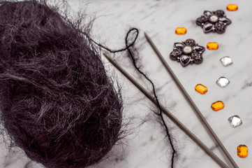 flat lay yarn. concept knitting