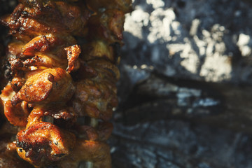 Street fast food festival, kebab at grill c