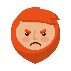 cartoon angry face man beard character vector illustration