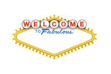 Welcome to Las Vegas classic sign with copy space. 3D Rendering