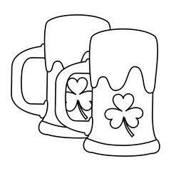 two beer glass clover drink alcohol vector illustration outline design