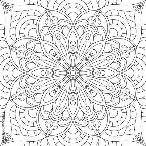 Download "Flower rectangular mandala for adults. Coloring book page ...