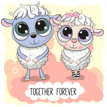 Cute Cartoon Sheep boy and girl