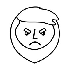 cartoon angry face man beard character vector illustration outline design