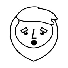 cartoon surprised face man beard character vector illustration outline design