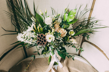 bridal bouquet, flowers of the bride, Beautiful wedding bouquet.