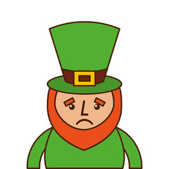 st. patricks day portrait of a sad leprechaun vector illustration