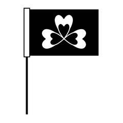 black and white flag with clover symbol vector illustration