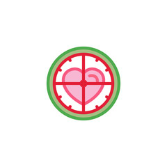 Love with shoot target Icon. Simple Heart Illustration Line Style Logo Template Design