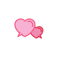 Love with balloon chat message Icon. Simple Heart Illustration Line Style Logo Template Design. 