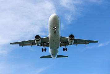 Passenger airplane in clouds