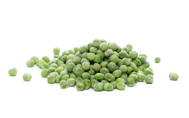 Green frozen raw peas vegetable isolated on white