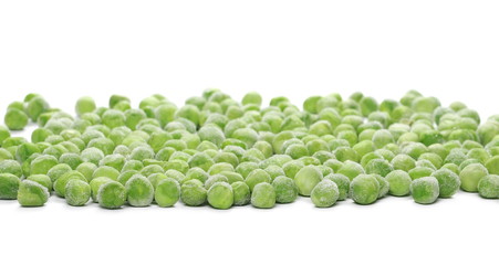Green frozen raw peas vegetable isolated on white