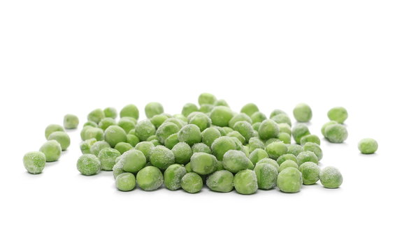 Green frozen raw peas vegetable isolated on white