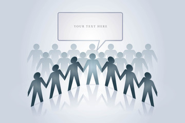 Cutout Paper people standing together hand in hand