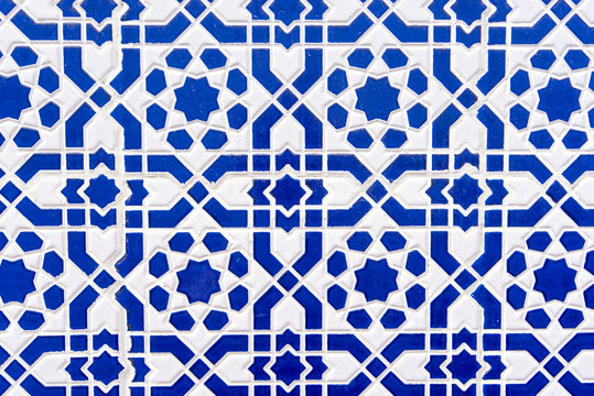 Moroccan tiles with traditional arabic patterns, ceramic tiles patterns as background texture	