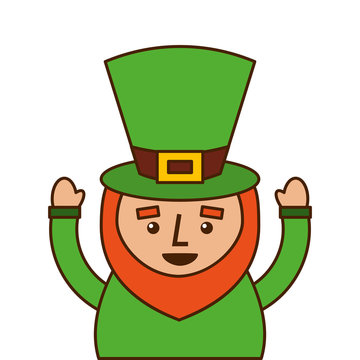 st. patricks day portrait of a leprechaun with arms up vector illustration